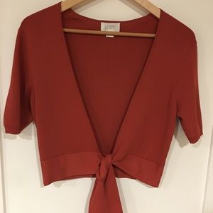 LOFT Women's Rust Tie-Front Sweater